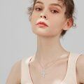 wholesale 925 Sterling Silver Cross with Blue Moonstone and Cubic Zirconia Pendant Necklace for Women Girls-0-3