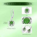 wholesale 18K White Gold Plated Sterling Silver Green Gemstone Leaf Dangle Earrings with Leverback-0-5