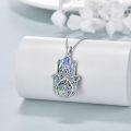wholesale 925 Sterling Silver Abalone Shell Evil Eye Hamsa Hand Pendant Necklace for Women and Men-0-2