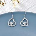 wholesale 925 Sterling Silver Heart-Shaped Elephant Dangle Earrings with Cubic Zirconia-0-2