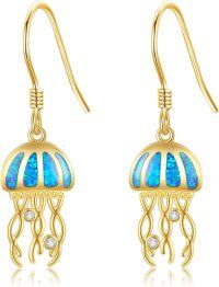 wholesale 14K Gold Jellyfish Opal Drop Earrings - Christmas Gifts for Her-Jellyfish Earrings