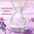 wholesale 925 Sterling Silver Open Heart Pendant with Cubic Zirconia Accent Chain Jewelry for Women's Gifts-0-5