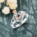 wholesale TOUPOP Sterling Silver Sister Ring - Rose Flower & Heart Design, Perfect For Women, Lasts Forever -0-3