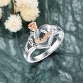 TOUPOP Sterling Silver & Zircon Sister Ring, Rose Flower Heart-0-3