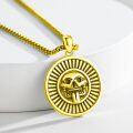 wholesale 925 Sterling Silver Plated  Gold  Aztec Sun Skull Pendant Necklace for Men Women Gifts-0-1
