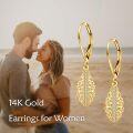 wholesale 14K Gold Filigree Moissanite Leverback Dangle Earrings for Women-0-5