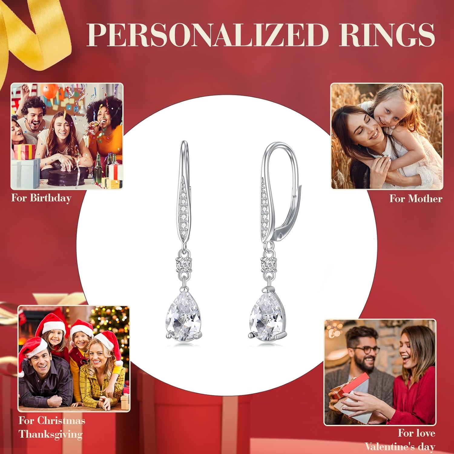 Sterling Silver Austrian Crystal Teardrop Leverback Earrings Women s Gift-0-5