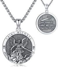 wholesale 925 Sterling Silver Saint Michael Archangel Protection Pendant Necklace for Men & Women-A01-St Michael-A01-St Michael
