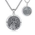 wholesale Copper Oxidized Saint Michael Archangel Round Medal Pendant Necklace-0-0