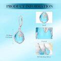 wholesale 18K White Gold Plated 925 Sterling Silver Blue Crystal Leaf Dangle Earrings with Leverback Clasp-0-5