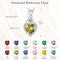 wholesale 925 Sterling Silver & AAAAA CZ Heart Pendant Necklace with 12 Birthstones - Adjustable 18-22 Chain-0-4