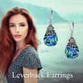 wholesale 925 Sterling Silver Abalone Shell Teardrop Dangle Earrings with Leverbacks-0-2