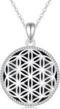 wholesale Sterling Silver Flower of Life Pendant with Abalone Shell Mother of Pearl Turquoise Black Onyx-0-0