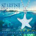 wholesale 925 Sterling Silver White Fire Opal Starfish Pendant Necklace Sea Life Jewelry for Women Girls 45cm Chain Length-0-5