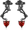 wholesale 925 Sterling Silver Red Heart Rose Vine Ear Climber Earrings for Women-0-0