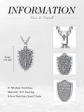 wholesale 925 Sterling Silver Archangel St Michael Protect Us Shield Pendant Necklace 925  for Men & Women-0-1