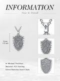wholesale 925 Sterling Silver Archangel St Michael Protect Us Shield Pendant Necklace 925  for Men & Women-0-1