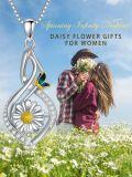 TOUPOP Sterling Silver Rose Sunflower Daisy Rotatable Fidget Pendant Necklace-0-1