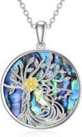 wholesale Sterling Silver Crystal Abalone Shell Animal Pendant Tree of Life Necklace-0-12