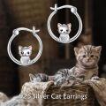 wholesale 925 Sterling Silver Cat Huggie Hoop Earrings for Women Girls-0-5