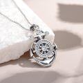 wholesale 925 Sterling Silver & Zirconia Anchor Necklace with Compass for Travel Enthusiasts, Unisex Gift for Women Men-0-1