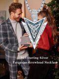 wholesale 925 Sterling Silver Blue Stone Celtic Knot Arrowhead Pendant Necklace  Norse Jewelry for Men Women Gifts 43cm Chain Length-0-5