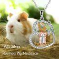 wholesale 925 Sterling Silver Heart Pendant Necklace w/ Adorable Hamster Charm & Green Stones for Girls/Women-0-2