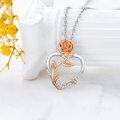 wholesale 925 Sterling Silver Lab-Grown Cubic Zirconia Rose Heart Pendant Necklaces for Women - Mothers Day Gift Ideas-0-5