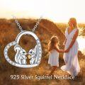 wholesale 925 Sterling Silver Squirrel Heart-Shaped Pendant Necklace with Cubic Zirconia Gifts for Women and Girls-0-2