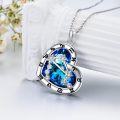 wholesale 925 Sterling Silver Blue Crystal Aquarius Zodiac Pendant Necklace for Women-0-3