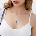 wholesale 925 Sterling Silver Teardrop Abalone Shell Lotus Flower Pendant Necklaces for Women's s-0-4