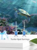 wholesale 925 Sterling Silver Blue Opal Turtle Dangle Drop Earring Beach  for Women Girls-0-5
