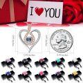 wholesale 18K White Gold Plated Silver & Moissanite 100 Languages I Love You Projection Heart Infinity Necklace with Rose Gift-0-4