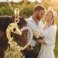 wholesale 14K Gold Unicorn Head in Love Heart Shape Pendant Necklace for Women - 18 Inches Chain Length-0-5