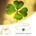 wholesale 14K Gold Four-Leaf Clover Emerald Crystal Charm Bracelet for Women Girls s-0-2
