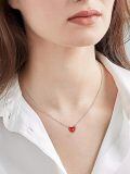 wholesale 925 Sterling Silver Red Agate Heart Pendant Necklace with 18+2 Chain - Birthday Gift for Her-0-1