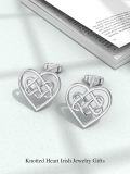wholesale 925 Sterling Silver Celtic Knot Heart Stud Earrings - Irish  for Women-0-4