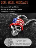wholesale 925 Sterling Silver American Flag Skull Pendant Necklace for Men Gothic s-0-3