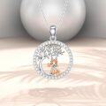 wholesale 925 Sterling Silver Round Tree of Life with Fox Pendant Necklace 925 Sterling Silver Jewelry for Women Girls Gift Boxed-0-4