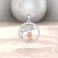 wholesale 925 Sterling Silver Round Tree of Life with Fox Pendant Necklace Wholesale 925 Sterling Silver Jewelry for Women Girls Gift Boxed-0-4