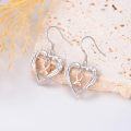 wholesale 925 Sterling Silver Heart-Shaped Angel Wing & Pink Ribbon Drop Earrings with Hypoallergenic Hooks-0-5