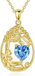 wholesale Sterling Silver Yellow Gold Plated Gemstone Tree of Life Pendant Necklace-0-71