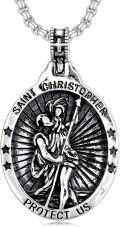 wholesale 925 Sterling Silver Saint Christopher Pendant with Chain - Religious s for Men & Women-0-0
