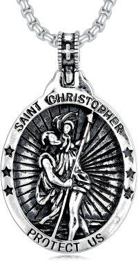 wholesale 925 Sterling Silver Saint Christopher Pendant with Chain - Religious s for Men & Women-St. Christopher