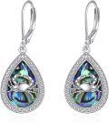 wholesale 925 Sterling Silver Teardrop Abalone Shell Crab Drop Leverback Earrings-0-0