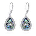 wholesale 925 Sterling Silver Teardrop Abalone Shell Crab Drop Leverback Earrings-0-0