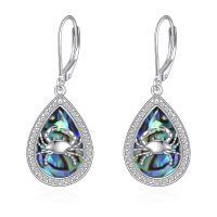 wholesale 925 Sterling Silver Teardrop Abalone Shell Crab Drop Leverback Earrings-C-Crab