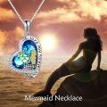 TOUPOP Sterling Silver Crystal Mermaid Necklace Pendant-0-1