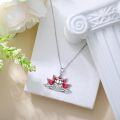 wholesale 925 Sterling Silver Red Rhodonite Fox Lotus Flower Pendant Necklace for Women Girls-0-4