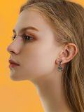 wholesale 925 Sterling Silver Halloween Jack O Lantern Pumpkin Heart Drop Earrings Gun Black Plated-0-3